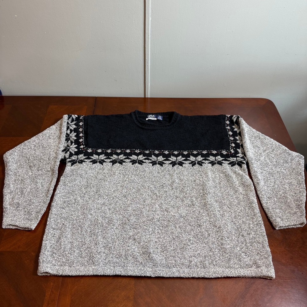 Sweater Black‎ Gray Snowflake Knit Wool Blend 955 Originals 2XLT Tall grandpa